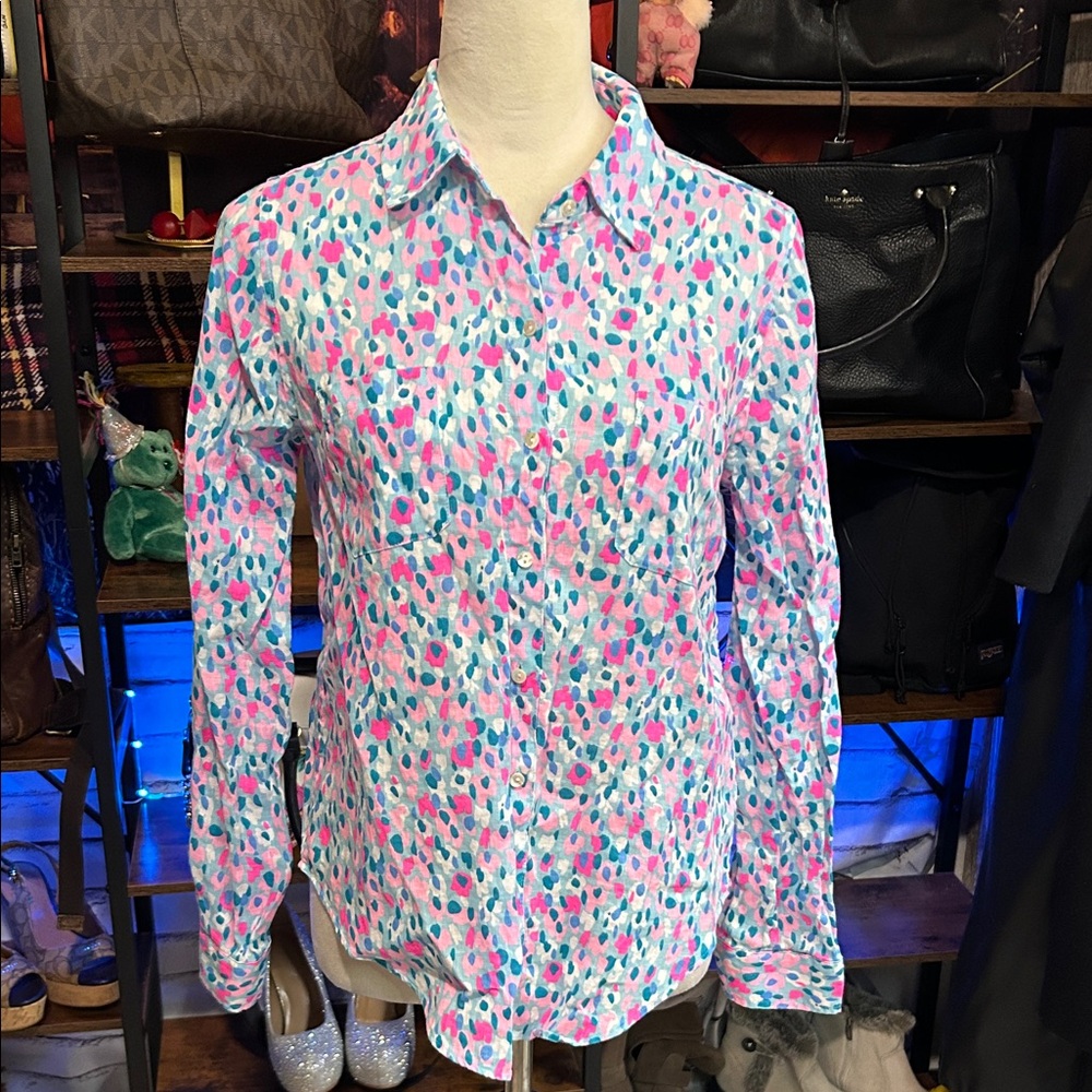 Lilly Pulitzer Pink and Blue Button Down Shirt